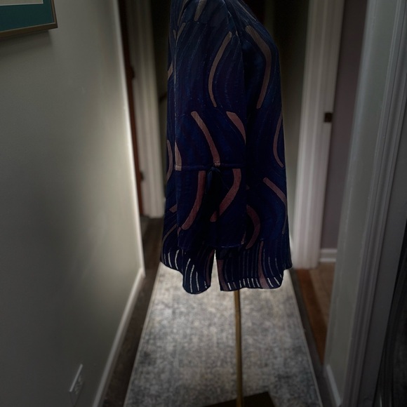 Lafayette 148 New York blue multi color blouse - Picture 7 of 8